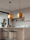 Bohemian Veneer Chandelier Hanging Orb Pendant Light Long Ceiling Lamp For Loft Kitchen Island