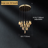 Luxury Eggplant Pendant Lights Natural Crystal Copper Chandeliers Led Staircase Duplex Building Hollow High Lamps