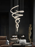 Crystal Ripple Pendant Luxury High Ceiling Chandelier Light For Staircase Hallway Foyer