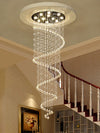 Large Long Ceiling Chandelier Luxury Spiral Crystal Flush Mount Lighting Fixture Stairwell Loft Entrance