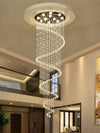 Large Long Ceiling Chandelier Luxury Spiral Crystal Flush Mount Lighting Fixture Stairwell Loft Entrance