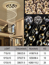 Large Long Ceiling Chandelier Luxury Spiral Crystal Flush Mount Lighting Fixture Stairwell Loft Entrance