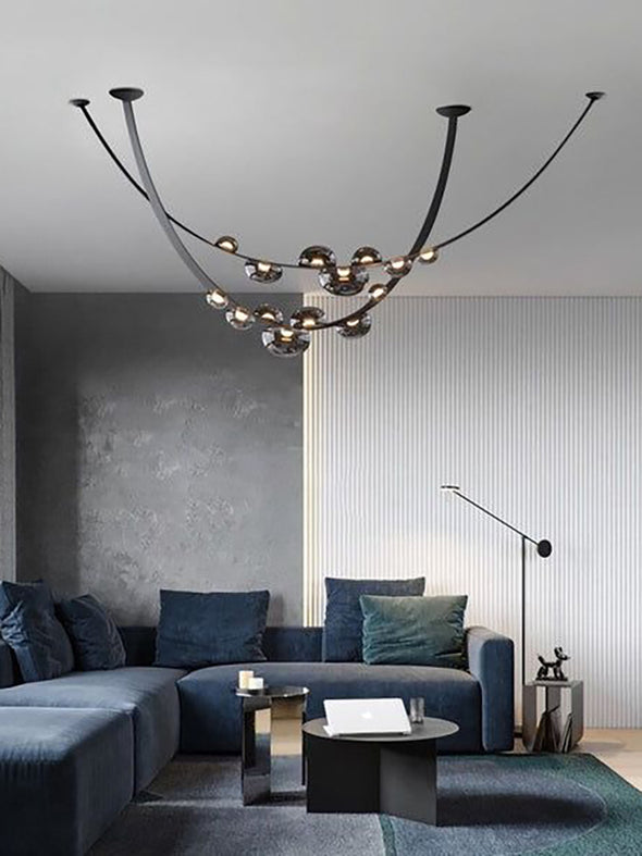 Post-modern Chandelier Leather Belt Pendant Light Dew Drop Hanging Lamp For Kitchen Bar