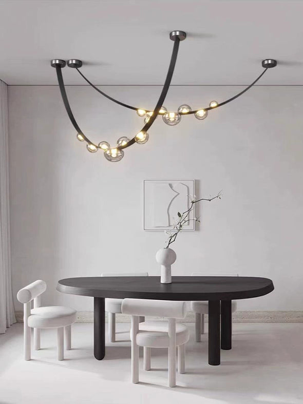 Post-modern Chandelier Leather Belt Pendant Light Dew Drop Hanging Lamp For Kitchen Bar