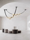 Post-modern Chandelier Leather Belt Pendant Light Dew Drop Hanging Lamp For Kitchen Bar