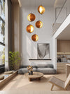 Bohemian Veneer Chandelier Hanging Orb Pendant Light Long Ceiling Lamp For Loft Kitchen Island