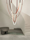 Post Modern Long Ceiling Chandelier Leather Belt Home Decor Living Room Stairwell