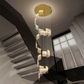 Luxury Acrylic Chandelier Gold Staircase Pendant Lamp Home Decor For Living Room Loft Villa