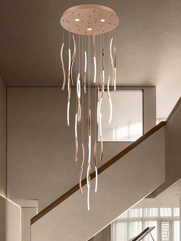 Luxury Hanging Chandelier Long Ceiling Loft Pendant Light For Spiral Staircase