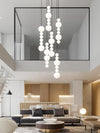 Luxury Waterdrop Chandelier Glass Ball Hanging Pendant Light Fixture For Staircase Kitchen Bedroom