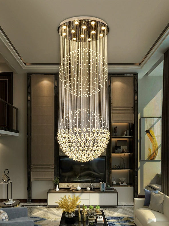 Crystal Large Ceiling Chandelier Hanging Pendant Light Staircase Lobby Villa Hotel Hall