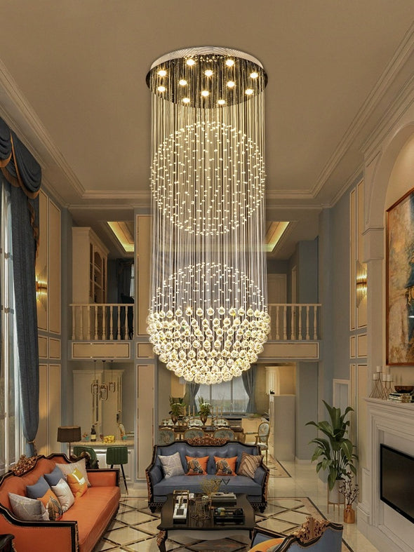 Crystal Large Ceiling Chandelier Hanging Pendant Light Staircase Lobby Villa Hotel Hall