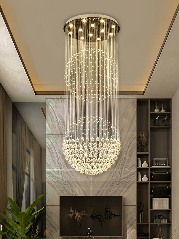 Crystal Large Ceiling Chandelier Hanging Pendant Light Staircase Lobby Villa Hotel Hall