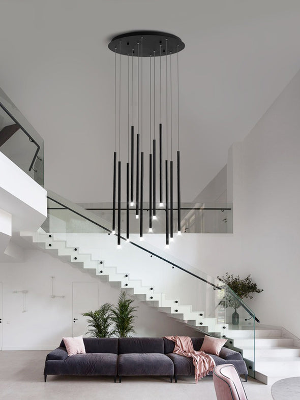 Modern Long Ceiling Chandelier Luxury Hanging Pendants Gold Black Lighting Fixture For Living Room Staircase