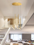 Modern Long Ceiling Chandelier Luxury Hanging Pendants Gold Black Lighting Fixture For Living Room Staircase