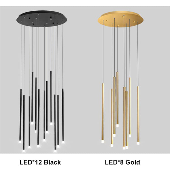 Modern Long Ceiling Chandelier Luxury Hanging Pendants Gold Black Lighting Fixture For Living Room Staircase