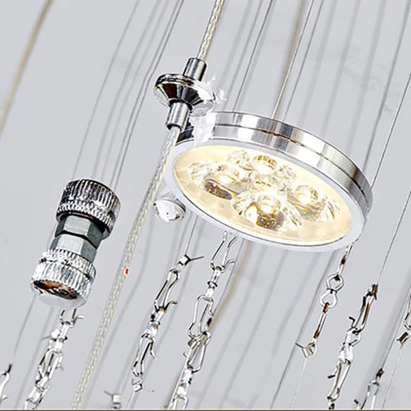 Modern Crystal Large Chandeliers For High Ceiling Foyer Luxury Flush Mount Light Fixture