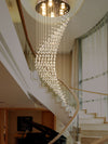 Modern Design Long Ceiling Crystal Chandelier For Spiral Staircase Foyer Flush Mount Light Fixture