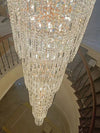 Large Crystal Chandelier Luxury Long Ceiling Pendant Light For Spiral Staircase Villa Foyer