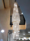 Large Crystal Chandelier Luxury Long Ceiling Pendant Light For Spiral Staircase Villa Foyer