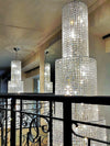 Large Crystal Chandelier Luxury Long Ceiling Pendant Light For Spiral Staircase Villa Foyer