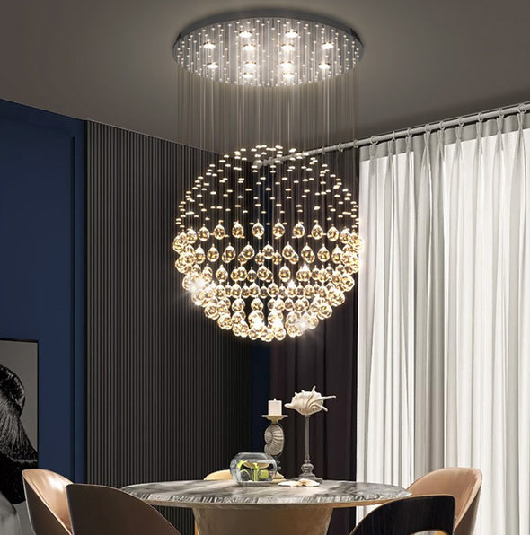 Modern Crystal Loft Long Ceiling Chandeliers Luxury Hanging Pendant For Staircase Foyer