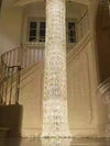 Luxury Waterfall Chandelier Crystal Large Long Pendant Light Fixture For Spiral Staircase Villa