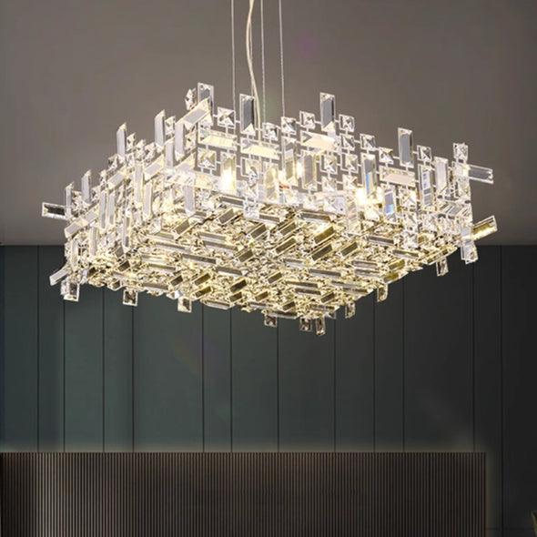 Crystal Rectangular Pendants Luxury Chandelier Decoration For Kitchen Island Dining Room Bedroom