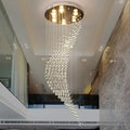 Modern Design Long Ceiling Crystal Chandelier For Spiral Staircase Foyer Flush Mount Light Fixture