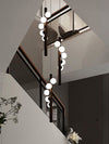 Glass Cylinder Chandelier Long Ceiling Pendant Lamp For Staircase Bedroom