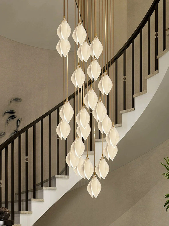 Nordic Blossom Chandelier Long Ceiling Petal Pendant Light Fixture Hanging Lamp For Loft Villa