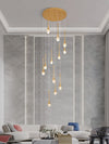 Crystal Raindrop Chandelier Long Ceiling Pendant Light Gold Lighting Fixture For Staircase Living Room