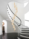 Post Modern Loft Chandelier Ripple Shaped Long Ceiling Light Staircase Hanging Pendant Light