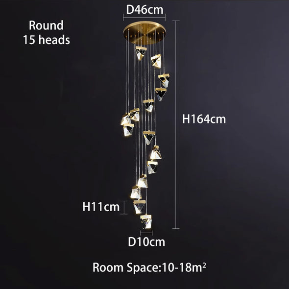 Modern led Crystal Chandeliers Ball Staircase pendant Lights Duplex Building Lobby Home Decoration Villa Dining Room Living Room