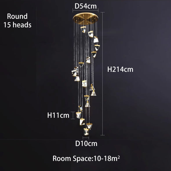 Modern led Crystal Chandeliers Ball Staircase pendant Lights Duplex Building Lobby Home Decoration Villa Dining Room Living Room