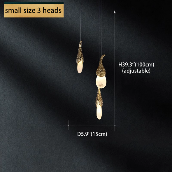 Luxury Eggplant Pendant Lights Natural Crystal Copper Chandeliers Led Staircase Duplex Building Hollow High Lamps