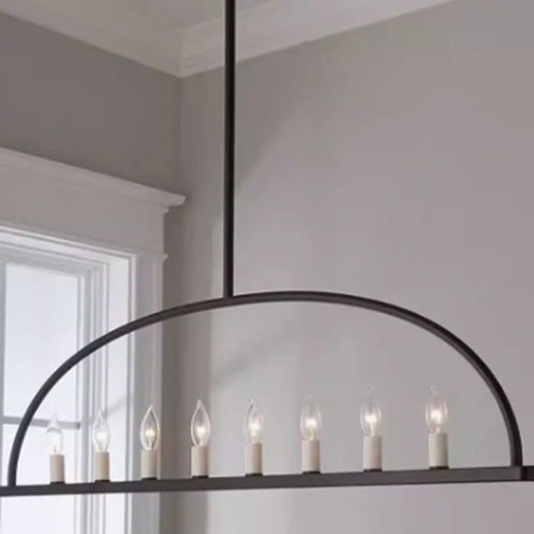 Rectangular Minimal Candle Chandelier For Dining Room Decor Kitchen Island Light Fixtures