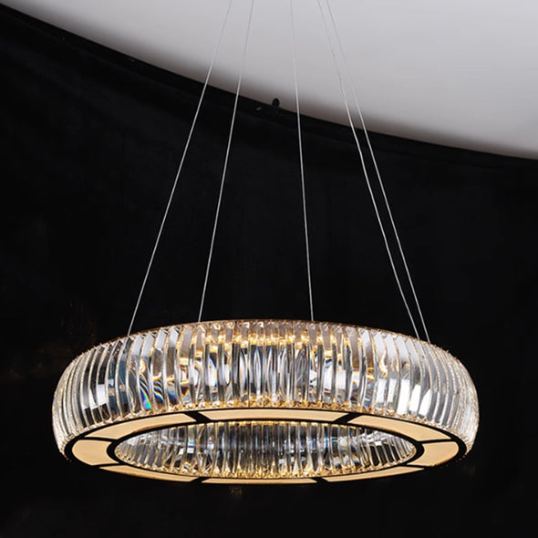 Luxury Crystal Pendants Modern Circular Ceiling Decor for Kitchen Island Living Dining Room Chandelier LED Light