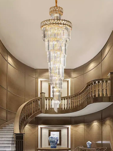 Modern Crystal Long Luxury Chandelier Staircase Lobby Villa Hotel Hall Decoration Ceiling Pendant light