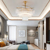 Modern Crystal Circular Pendants Luxury Lighting Decor for Bedroom Living Dining Room Golden Chandelier Light Fixture