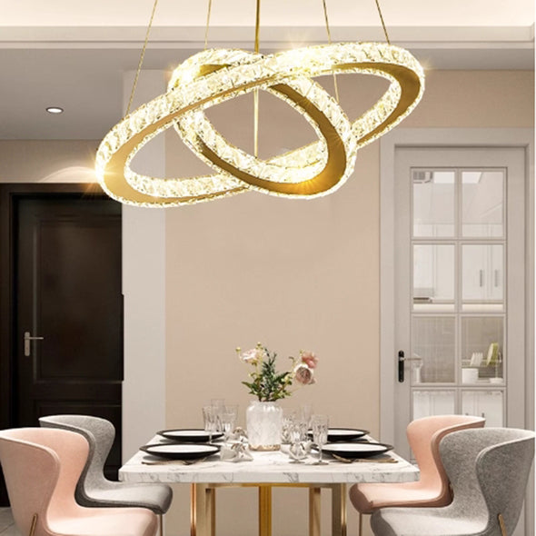 Crystal Mutil Rings Pendants Luxury Decor for Bedroom Living Room Chandelier LED Light