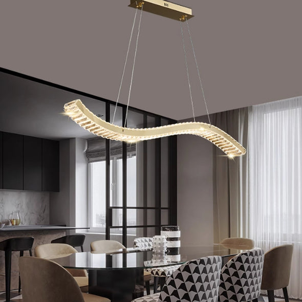 Ripple High Ceiling Chandelier Crystal Pendant Light Luxury Lighting For Kitchen Island Dining Room