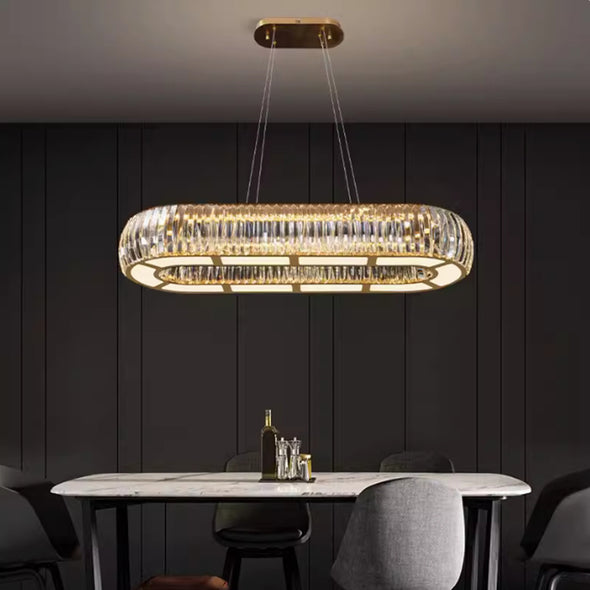 Luxury Crystal Pendants Modern Circular Ceiling Decor for Kitchen Island Living Dining Room Chandelier LED Light