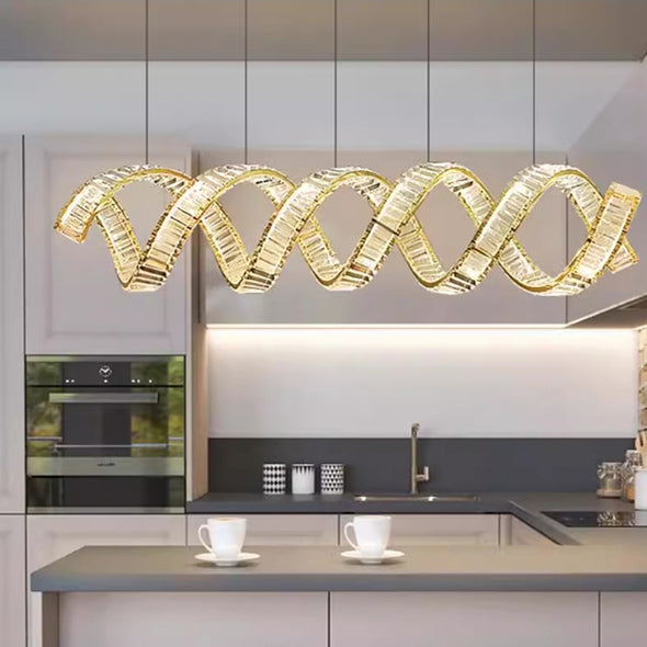 Novelty Wave Crystal Pendant Light Luxury Chandelier Home Applicant For Kitchen Island Dining Room