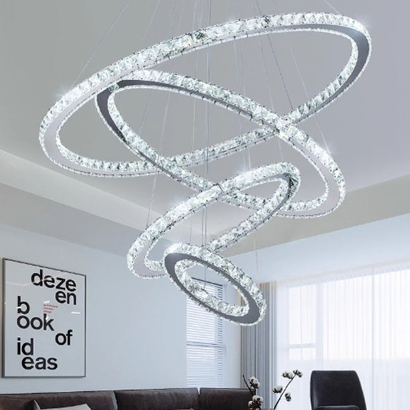 Crystal Mutil Rings Pendants Luxury Decor for Bedroom Living Room Chandelier LED Light