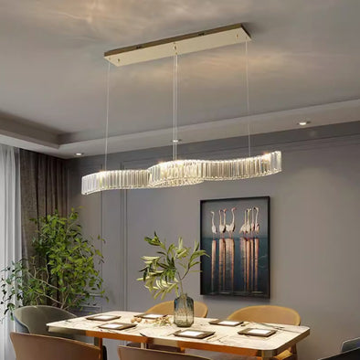 Ripple High Ceiling Chandelier Crystal Pendant Light Luxury Lighting For Kitchen Island Dining Room