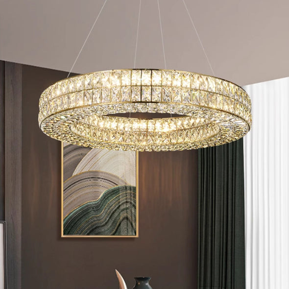 Modern Rectangular Crystal Pendant Luxury Decor For Home Kitchen Island Living Dining Room Chandelier Light