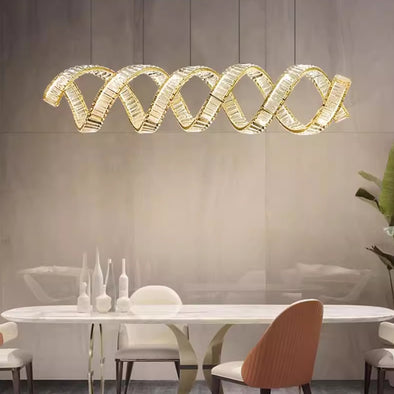 Novelty Wave Crystal Pendant Light Luxury Chandelier Home Applicant For Kitchen Island Dining Room