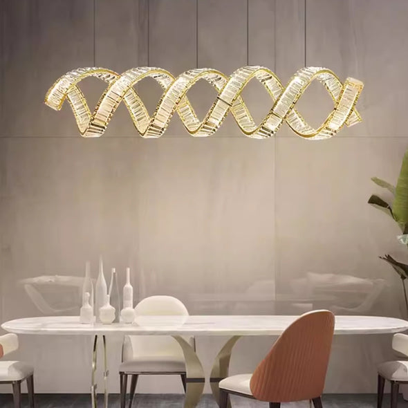 Novelty Wave Crystal Pendant Light Luxury Chandelier Home Applicant For Kitchen Island Dining Room