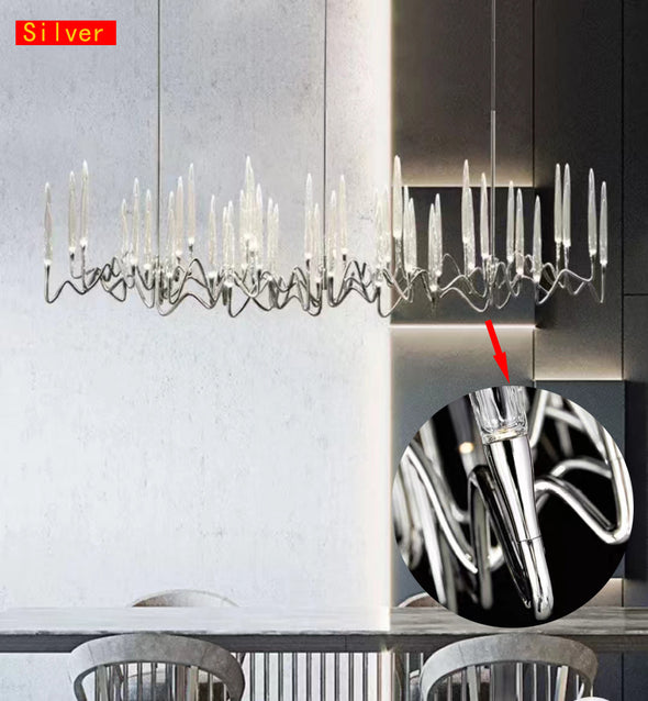 Rectangular Luxury Candle Chandelier For Living Room Kitchen Island Large Light Fixtures